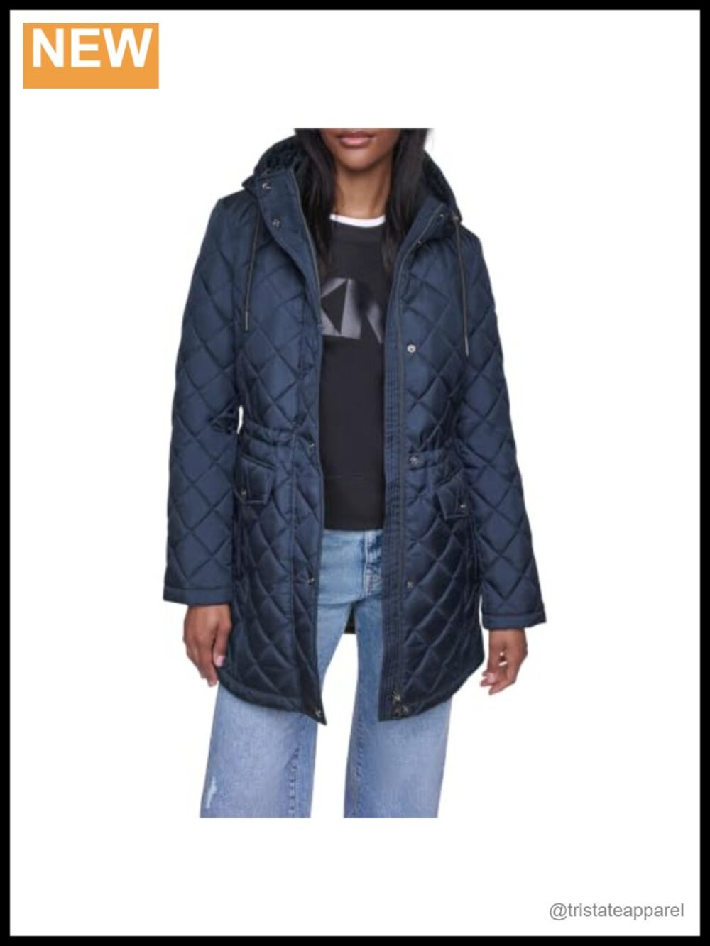 Quilted Hooded Jacket with Diamond Pattern Nylon Lightweight